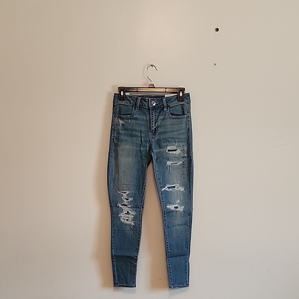 American Eagle Outfitters Women's Ripped Blue Skinny Jeans